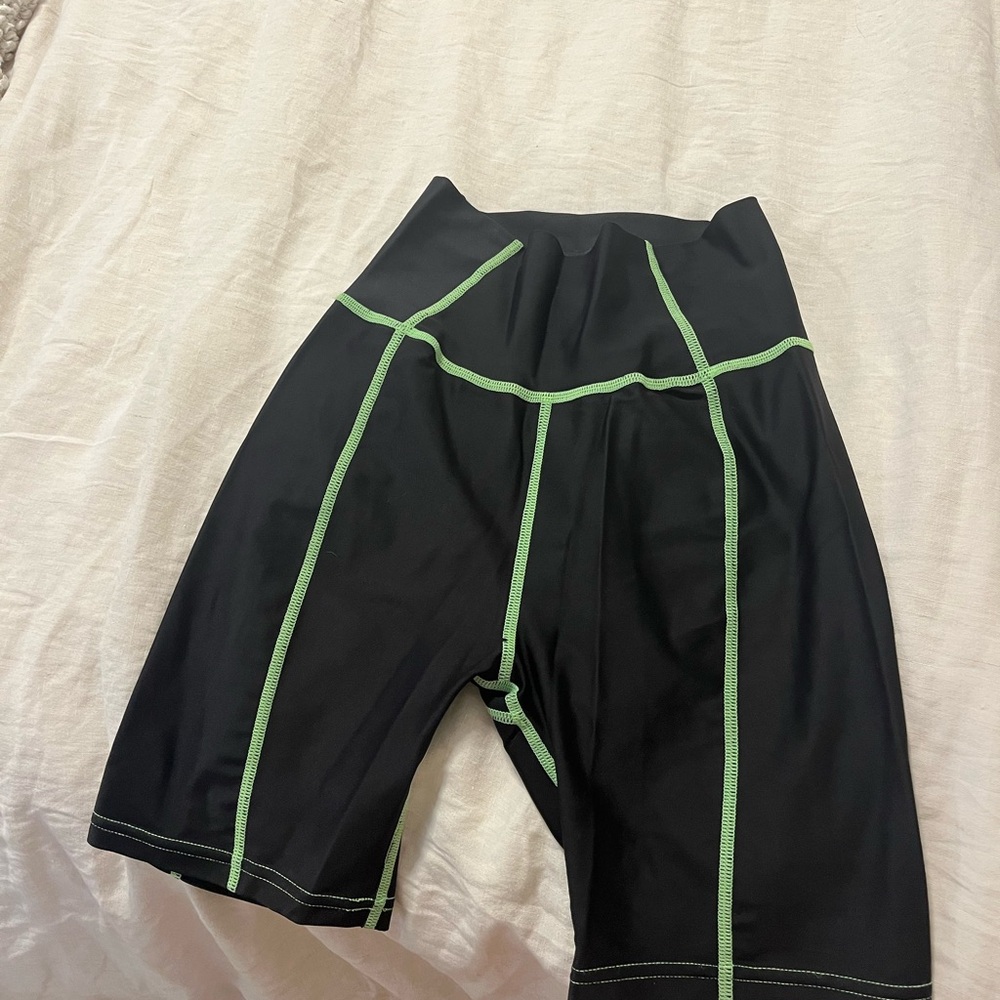 Black and Green Biker Short